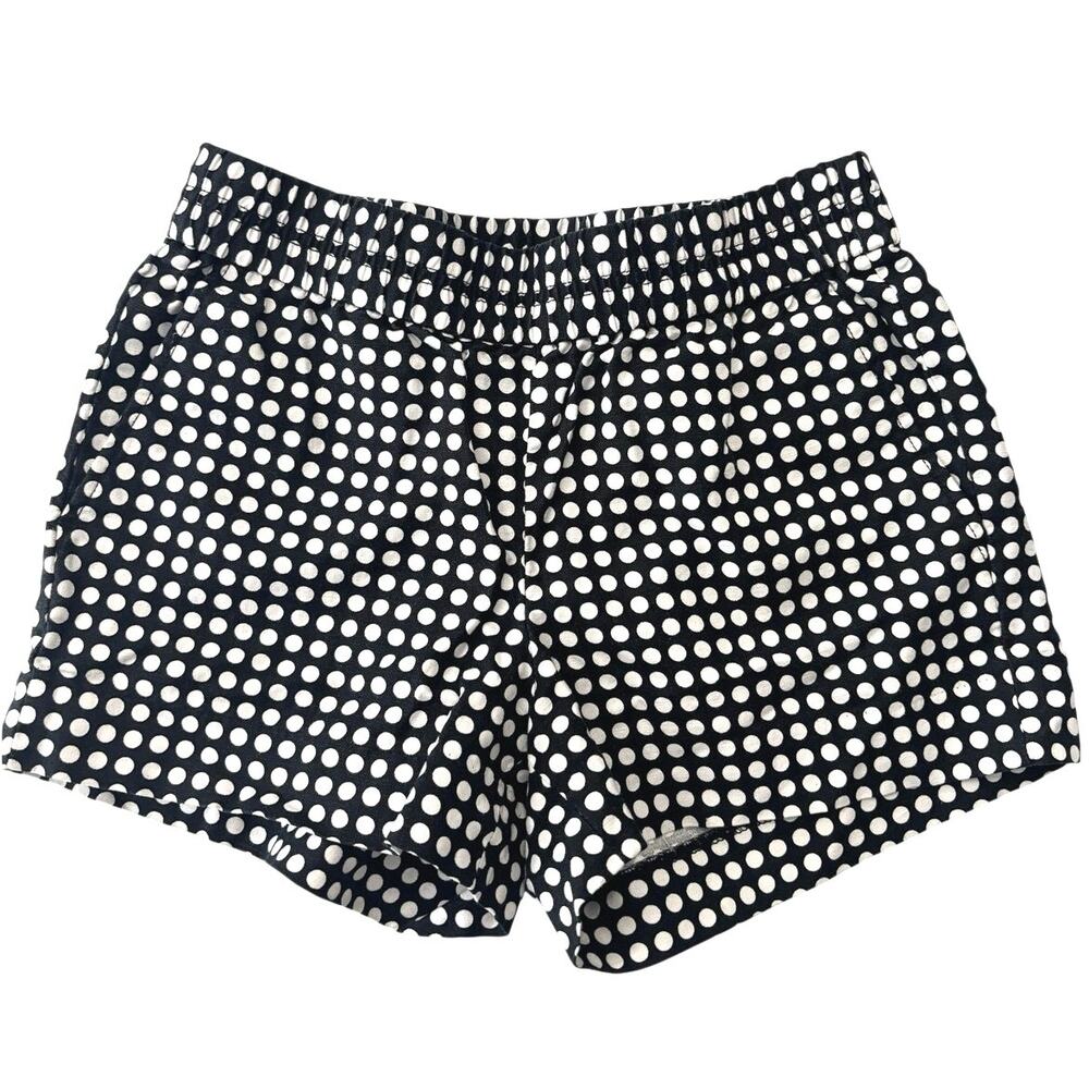 J.Crew boardwalk polka dot mini shorts sz 00 black/white pockets preppy coastal